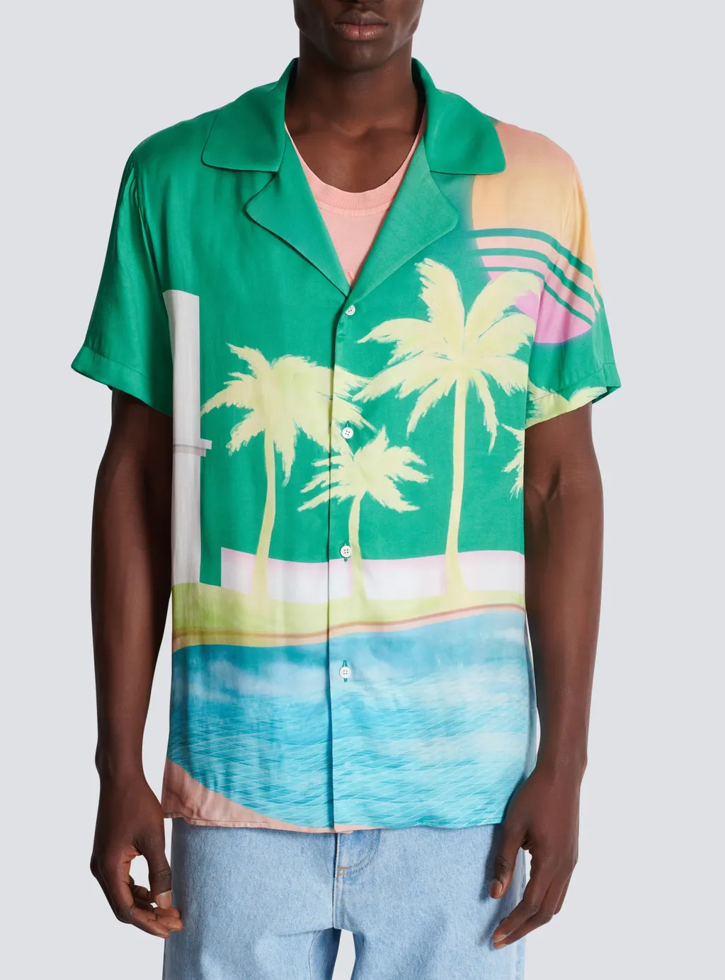 Balmain Palm Printed Short-Sleeve Shirt