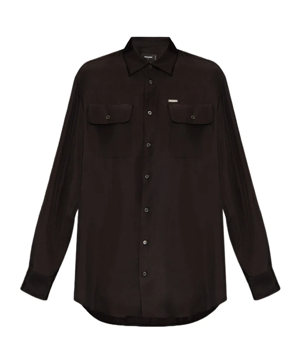 Dsquared2 Logo Plaque Long-Sleeved Shirt
