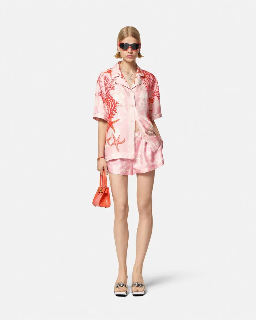 Versace Barocco Sea Printed Short-Sleeved Shirt