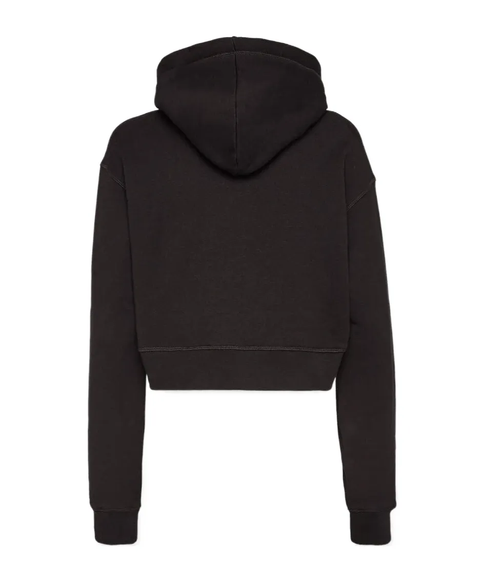 Dsquared2 Logo Detailed Cropped Drawstring Hoodie