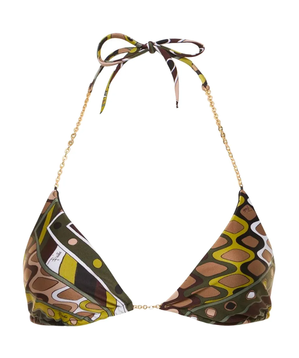 Pucci Graphic Printed Halterneck Bikini Top