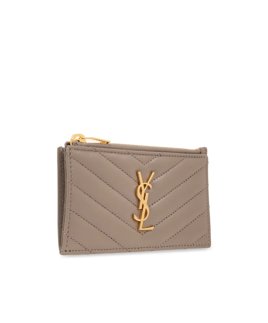 Saint Laurent Logo Plaque Zip-Up Cardholder