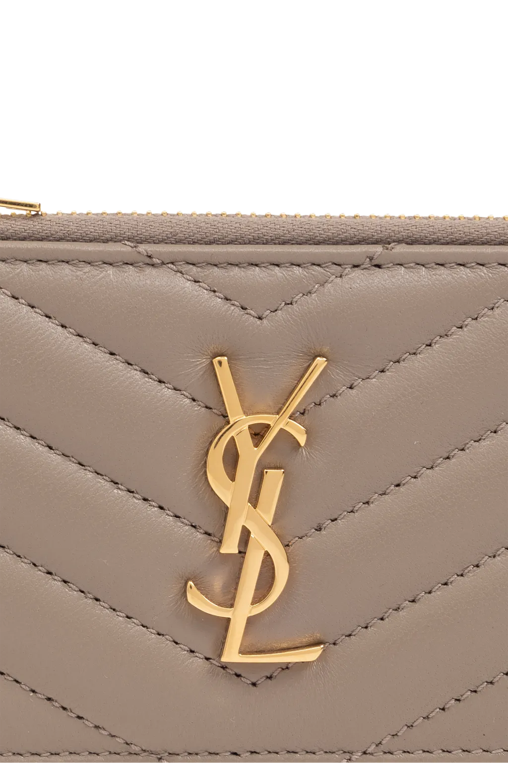Saint Laurent Logo Plaque Zip-Up Cardholder