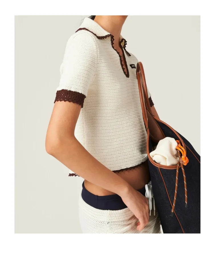 Crocheted Cotton Polo Shirt