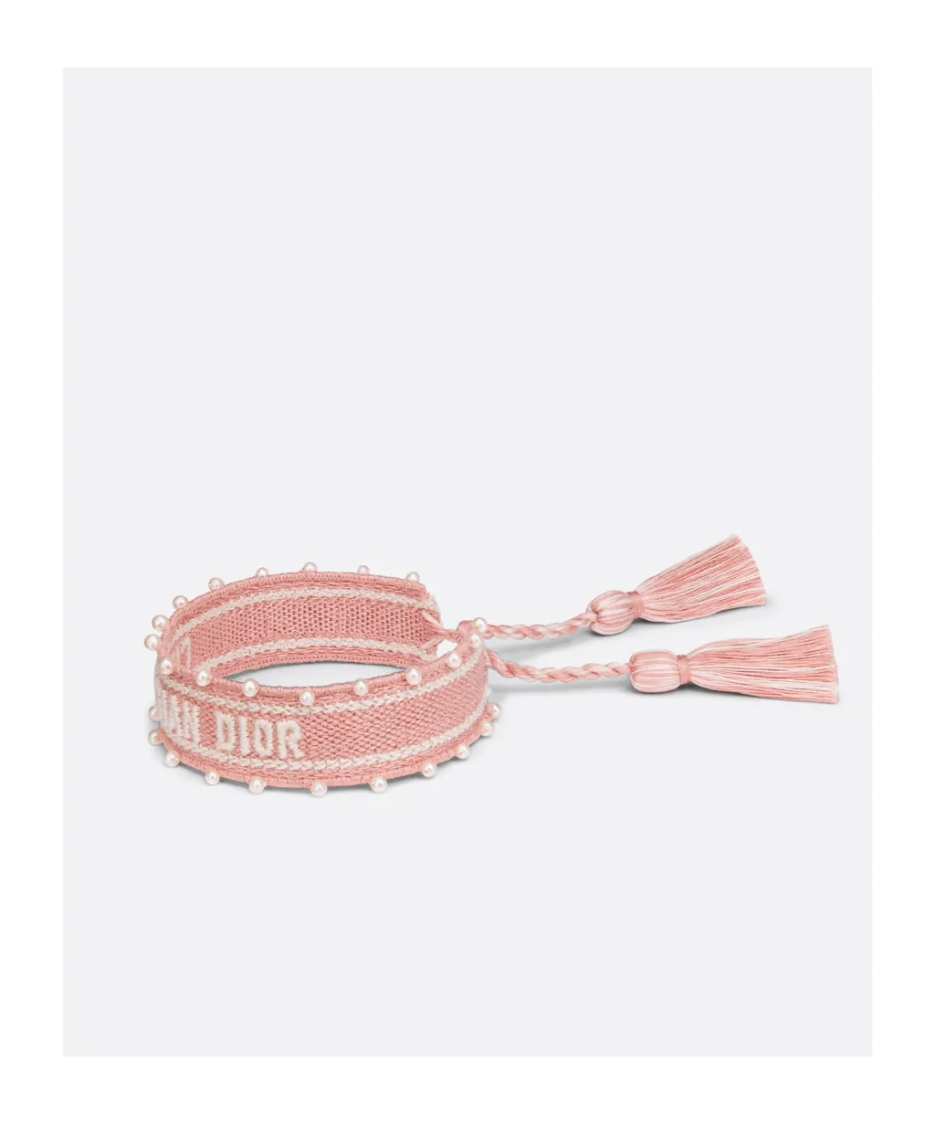 Embroidery And Resin Pearl Bracelet