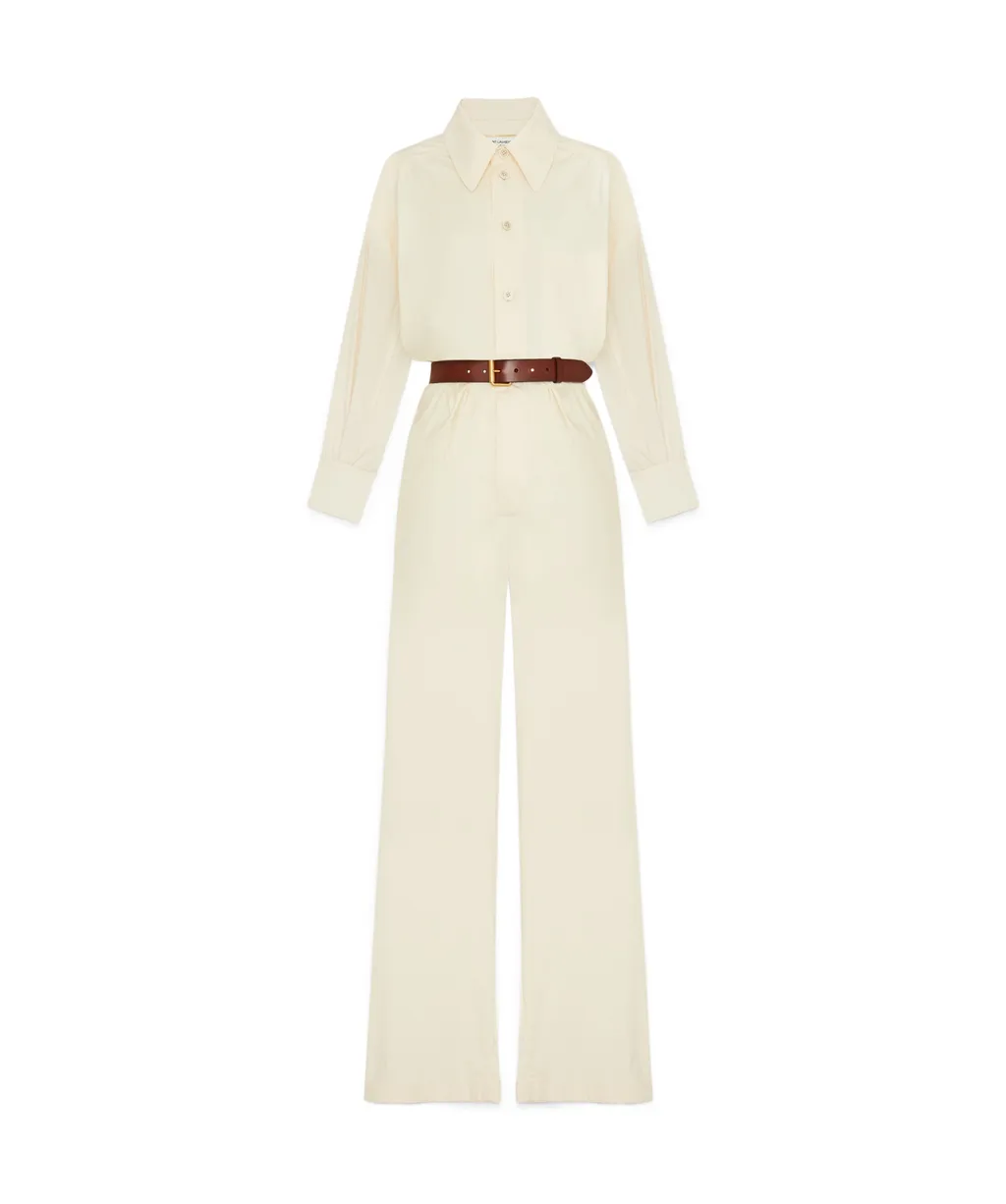 Saint Laurent Belted Long-Sleeved Jumpsuit