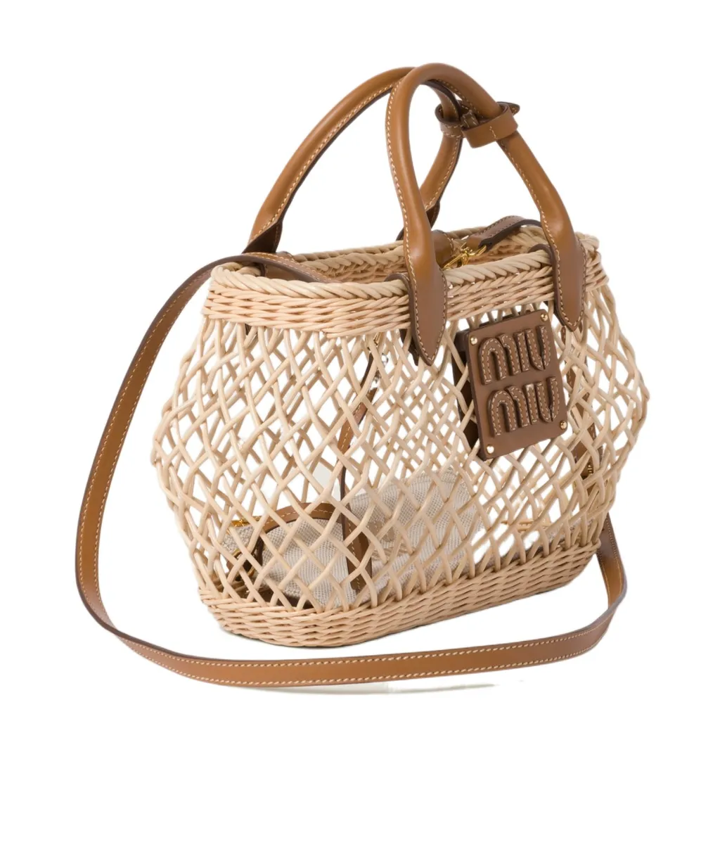 Miu Miu Logo-Appliqué Interwoven Top Handle Bag