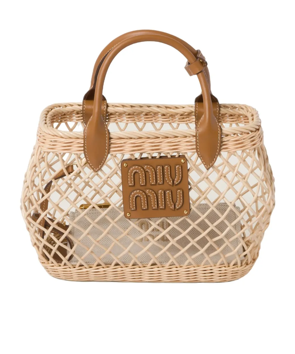 Miu Miu Logo-Appliqué Interwoven Top Handle Bag