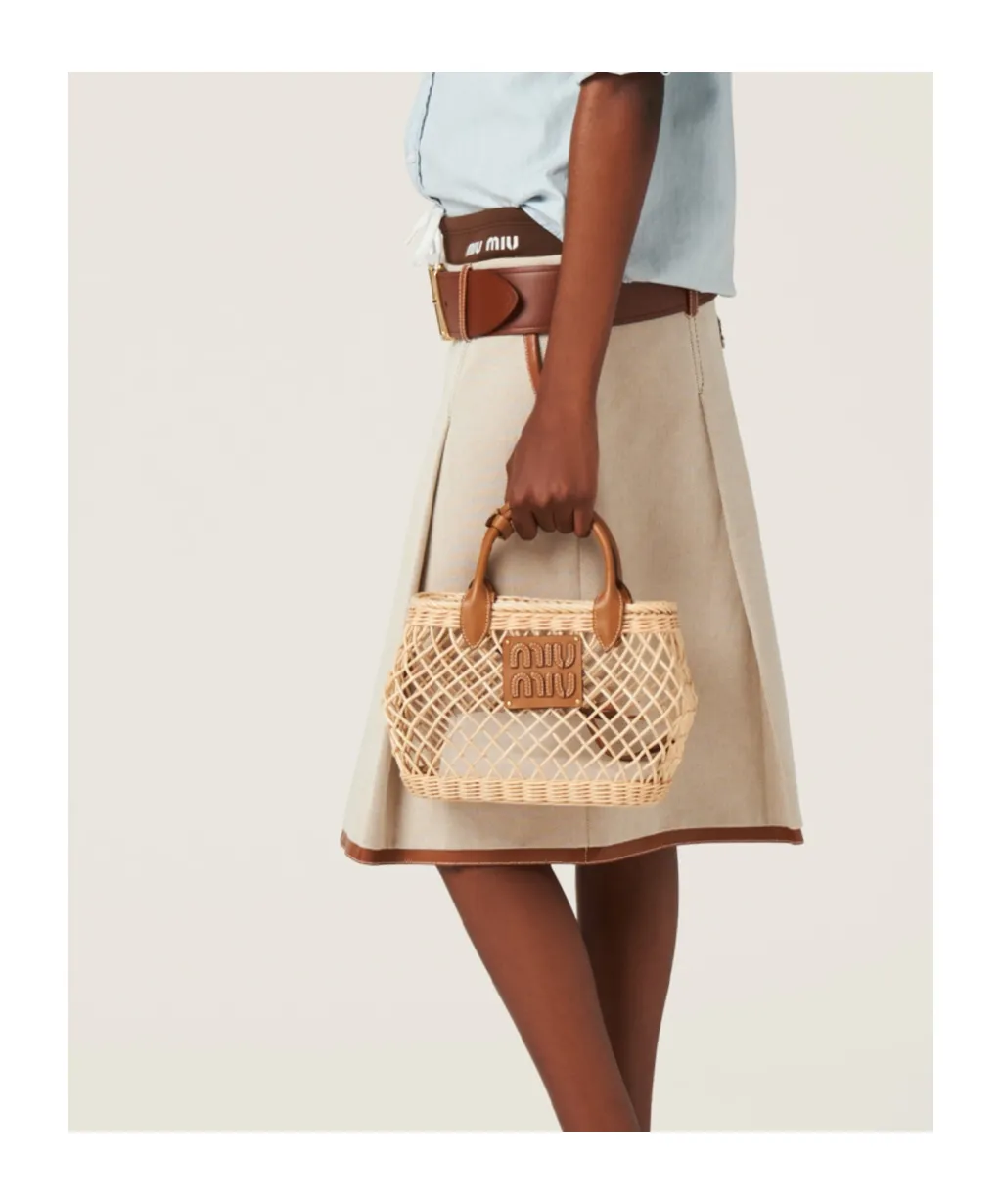 Miu Miu Logo-Appliqué Interwoven Top Handle Bag