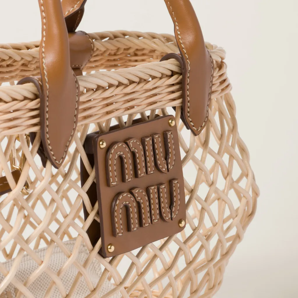 Miu Miu Logo-Appliqué Interwoven Top Handle Bag