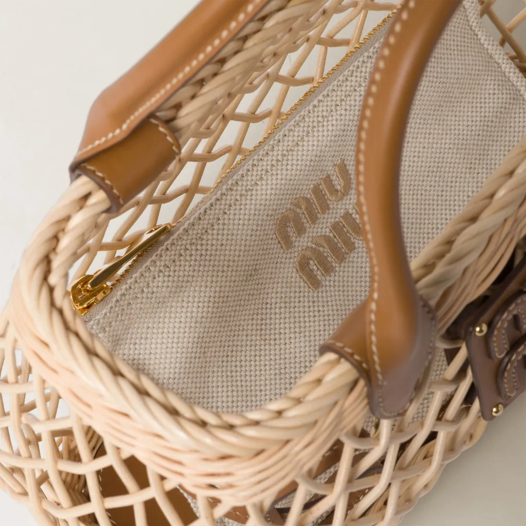 Miu Miu Logo-Appliqué Interwoven Top Handle Bag