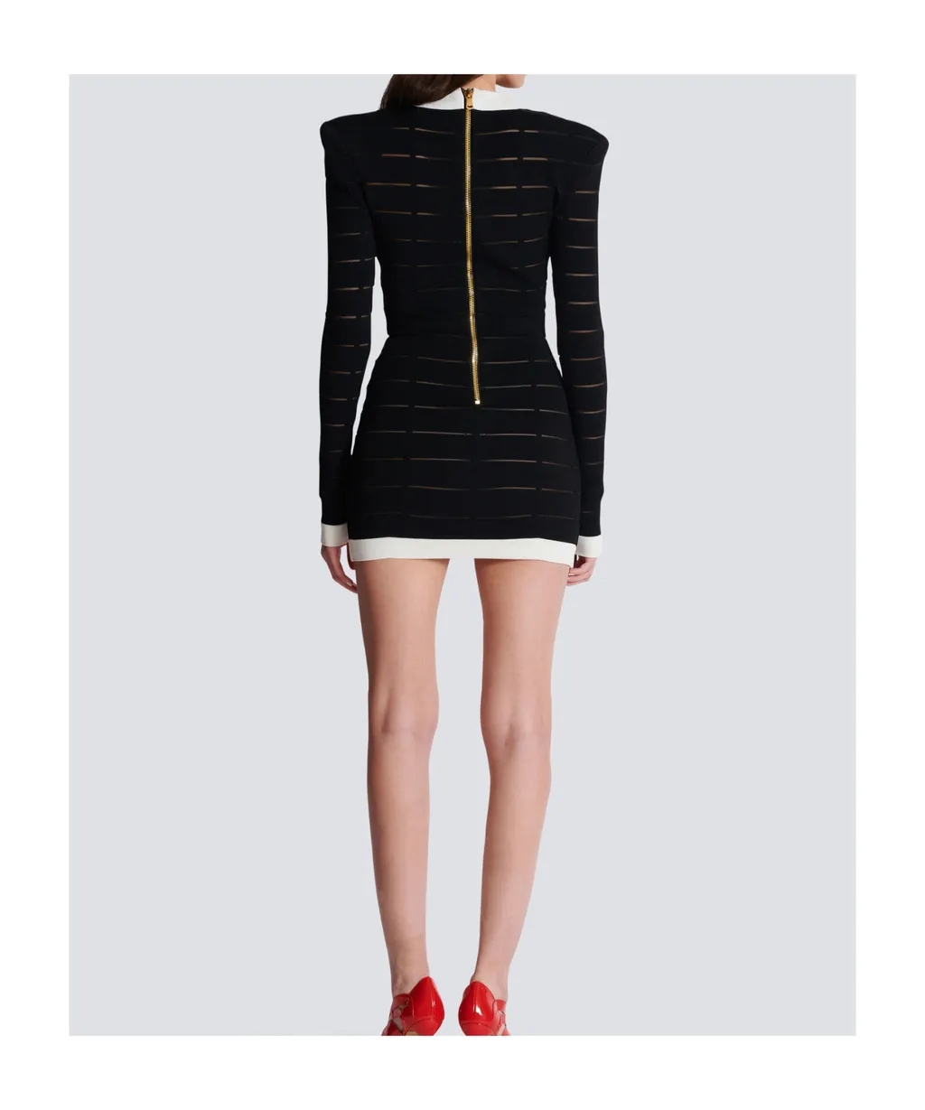 Balmain Button-Embellishment V-Neck Knitted Mini Dress