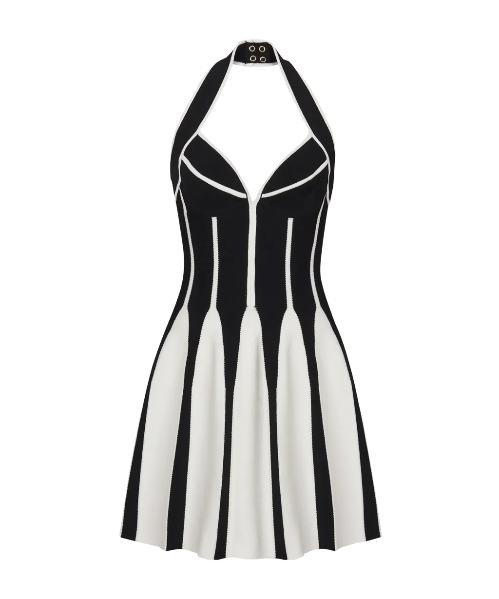 Balmain Halterneck Flared Mini Dress