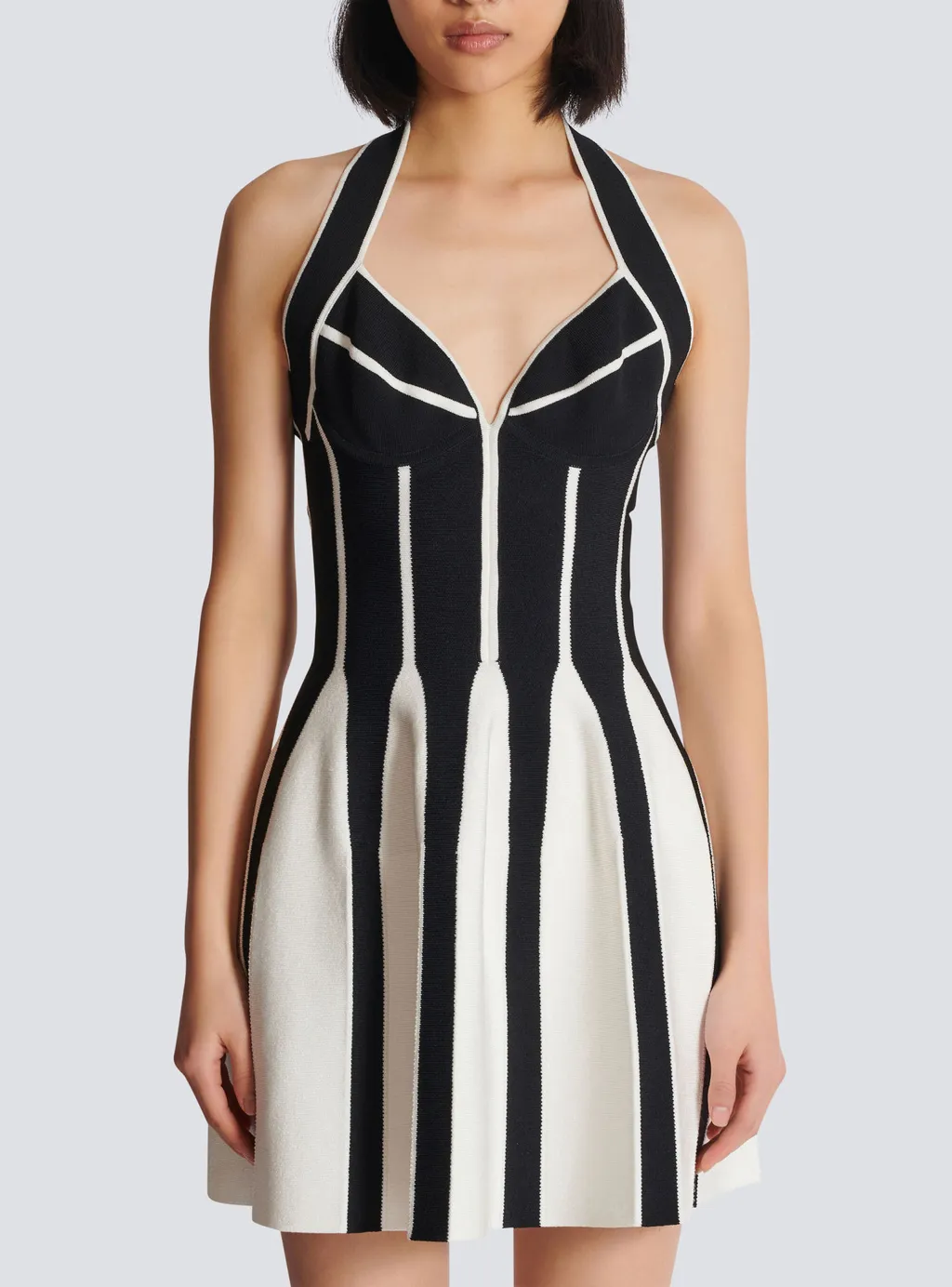 Balmain Halterneck Flared Mini Dress
