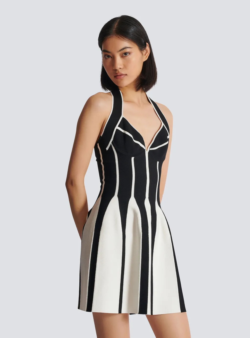 Balmain Halterneck Flared Mini Dress