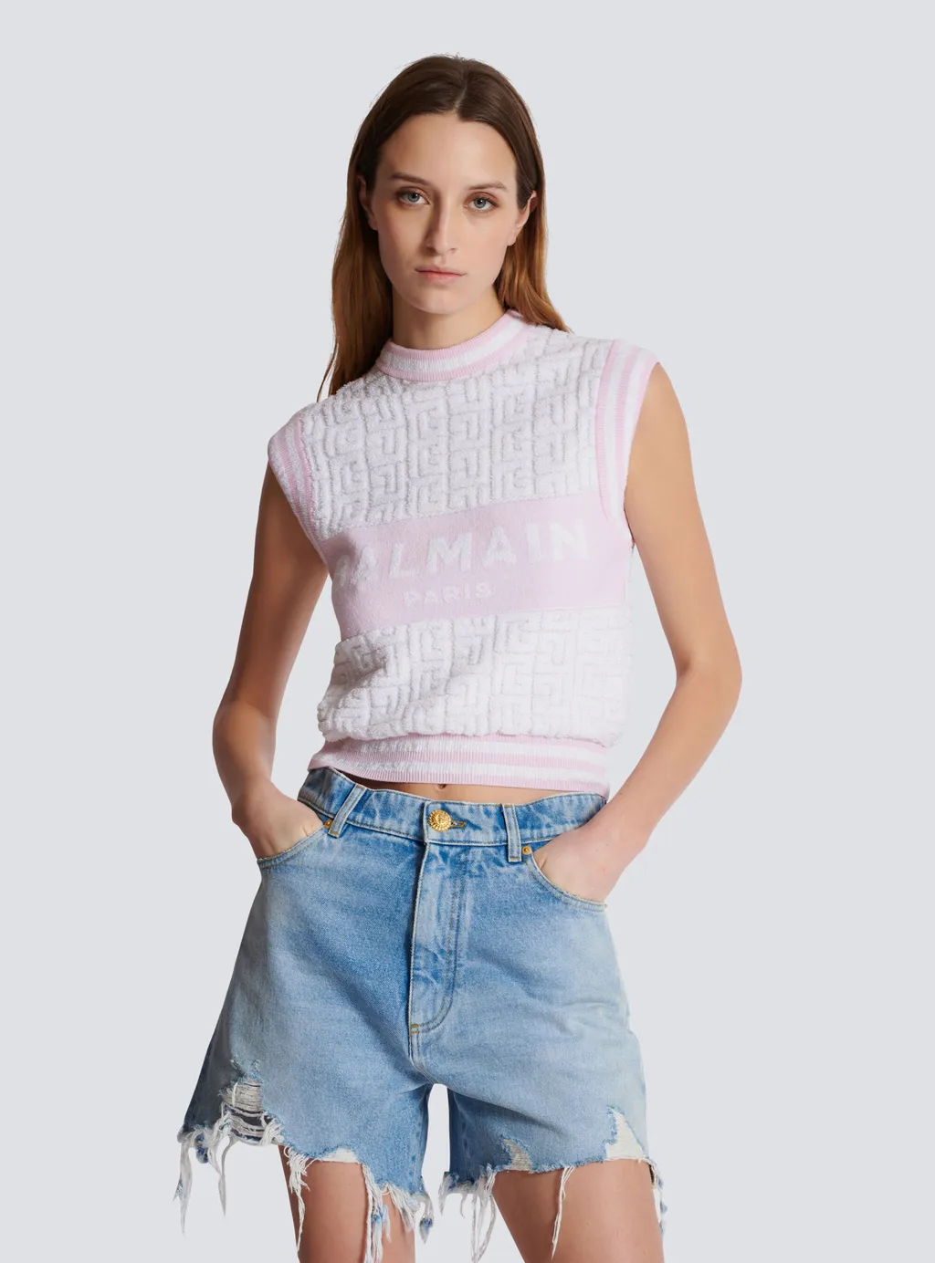 Balmain Logo Monogrammed Sleeveless Vest