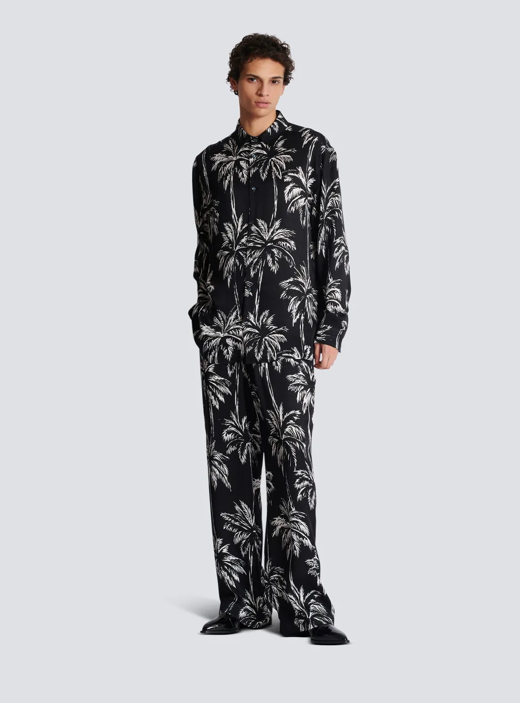 Balmain Palm Print Satin Pyjama Trousers