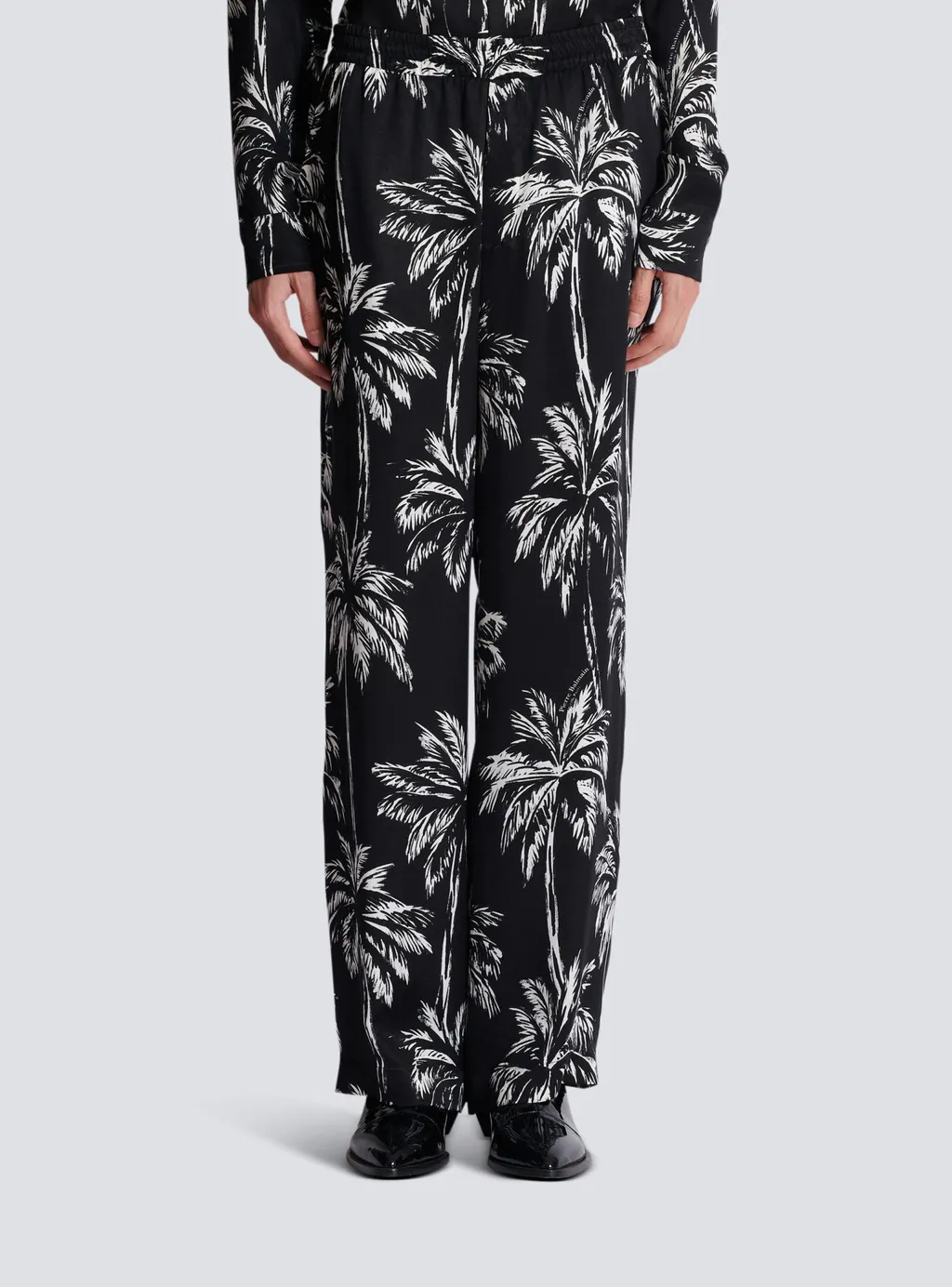Balmain Palm Print Satin Pyjama Trousers