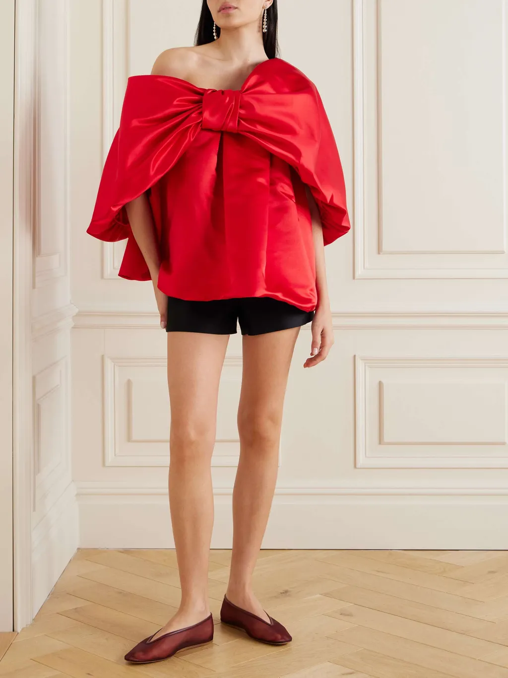 Oversized Bow Satin Top