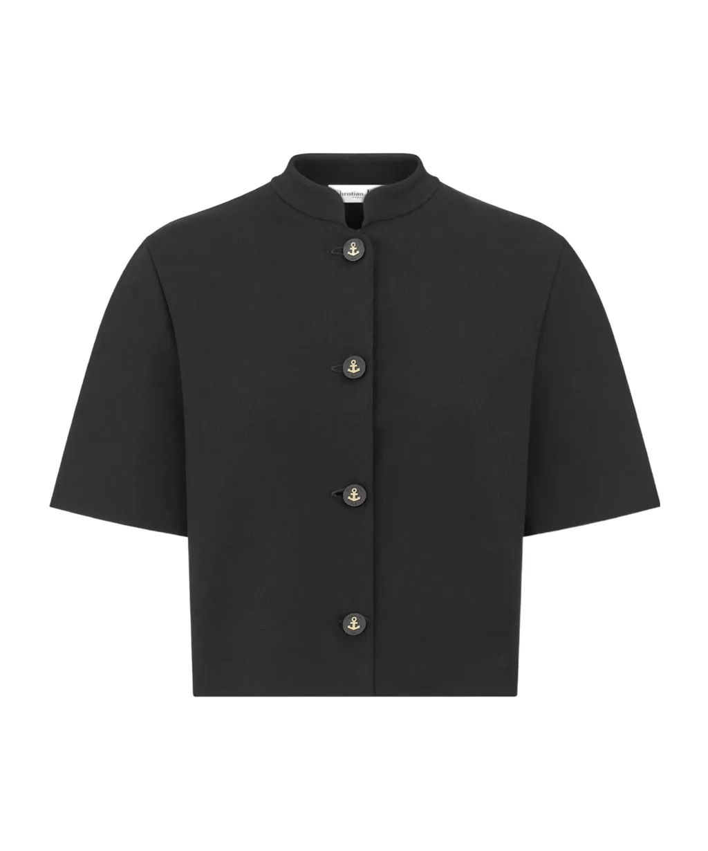 Cropped Jacket With Officer Collar