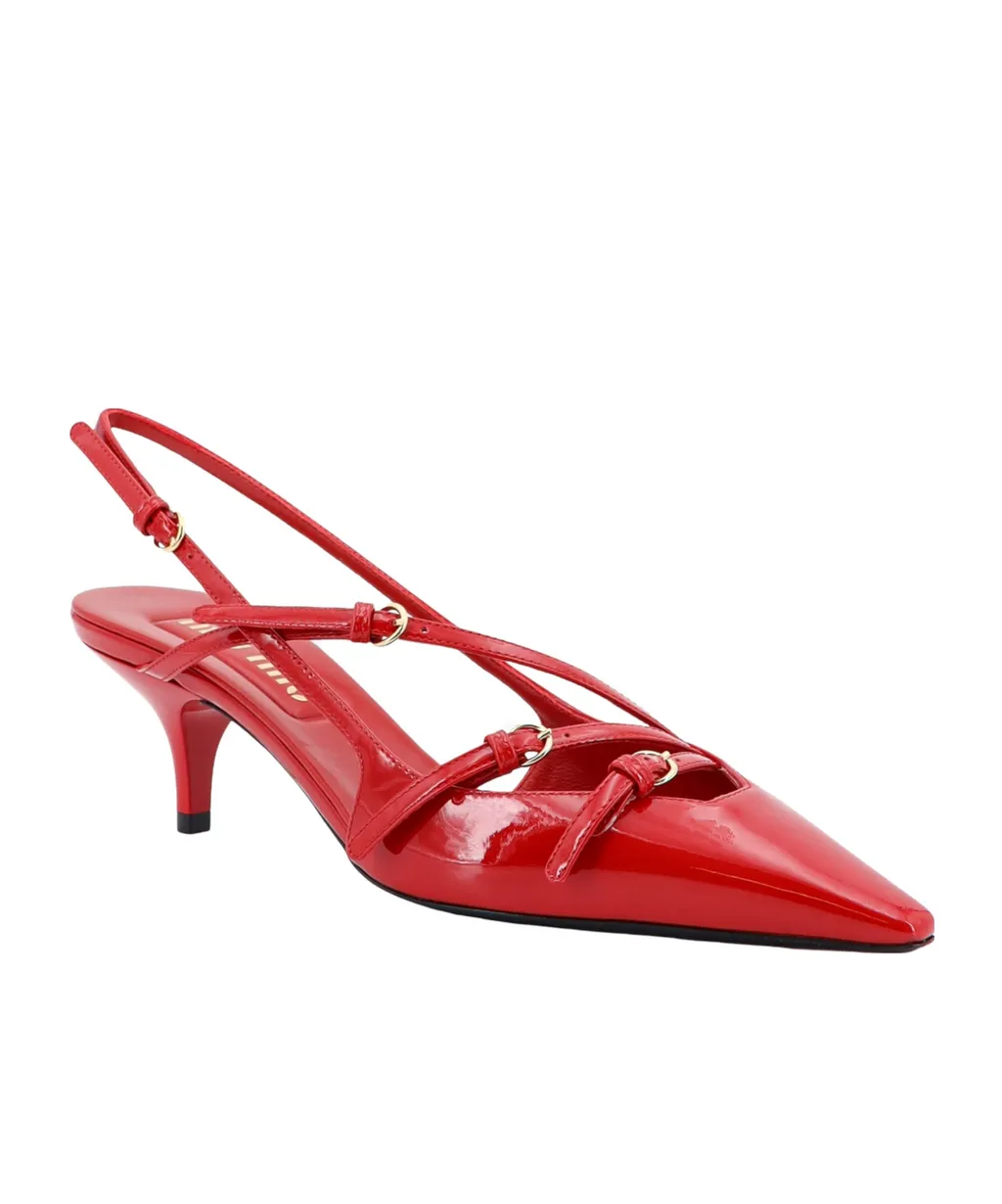 55Mm Patent Slingback Pumps