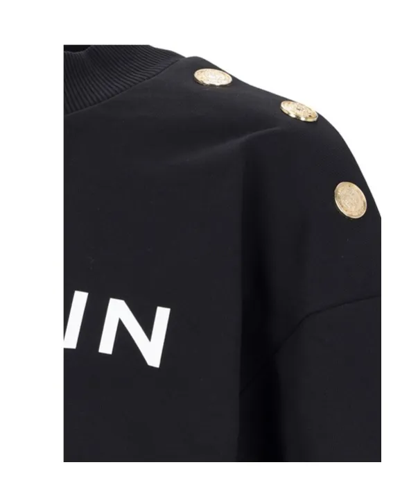 Balmain Logo Printed Crewneck Cropped Sweatshirt