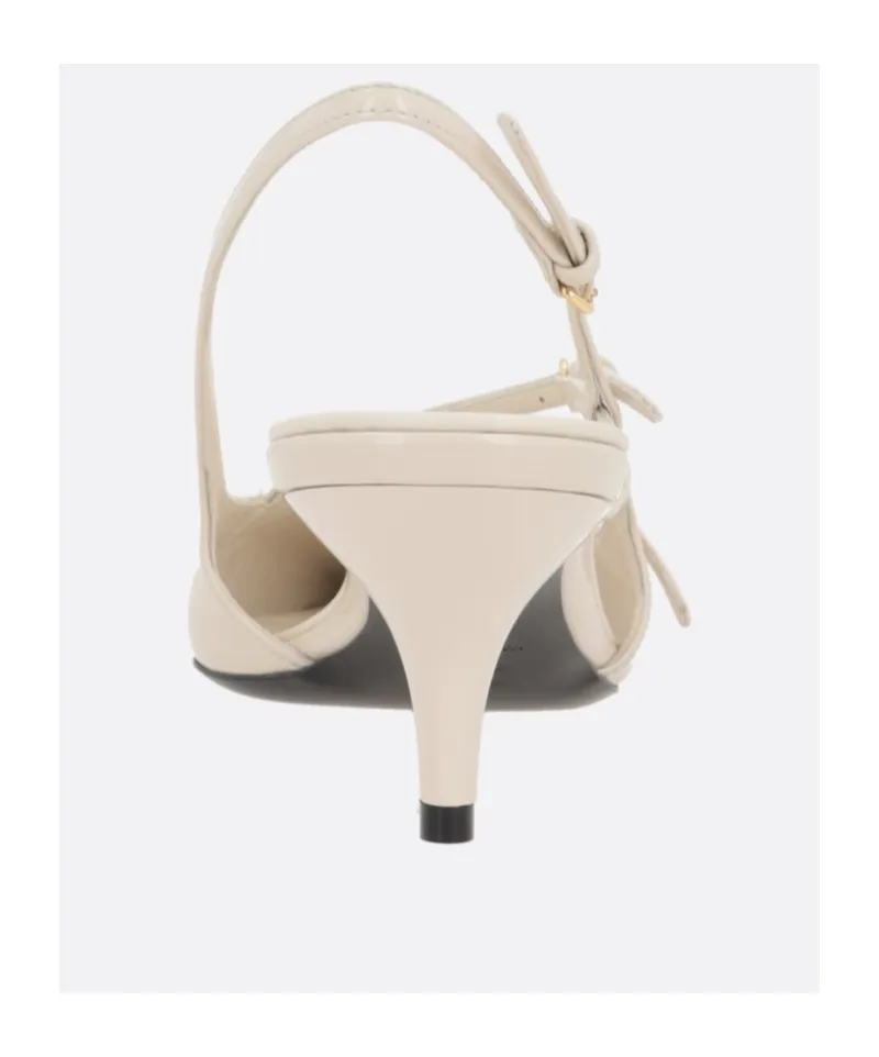 Buckled Patent Slingback Pumps