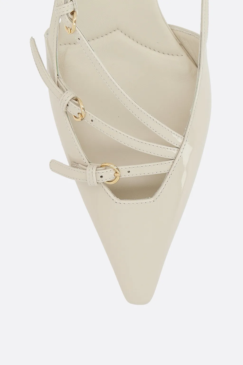Buckled Patent Slingback Pumps