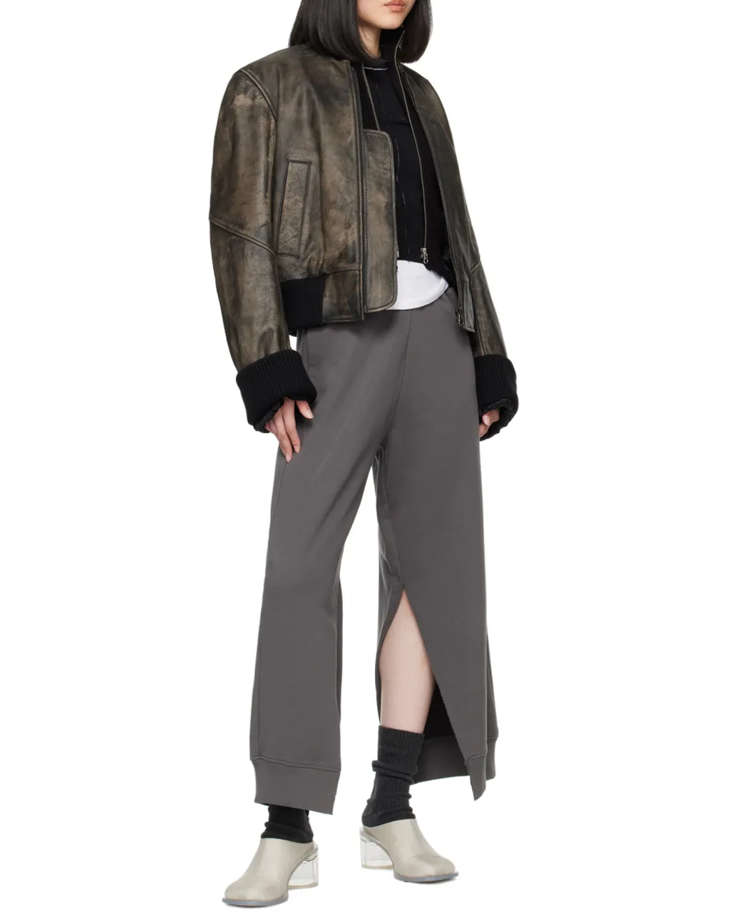 Mm6 Maison Margiela Ribbed-Knit Zipped Cardigan