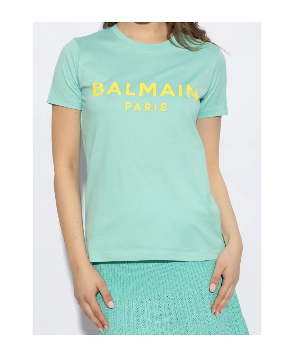 Balmain Logo Printed Crewneck T-Shirt