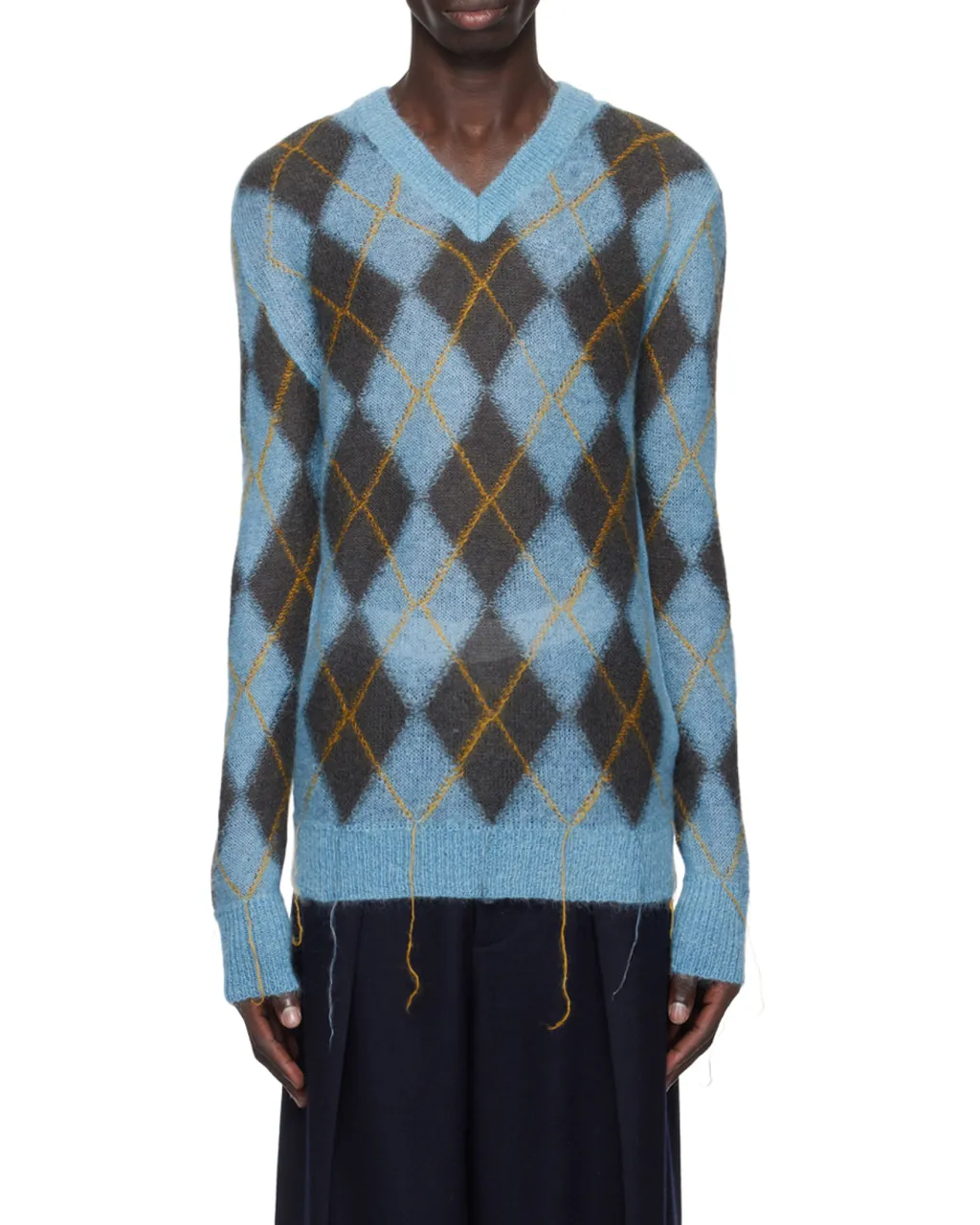 Marni Geometric Patterned V-Neck Knitted Jumper