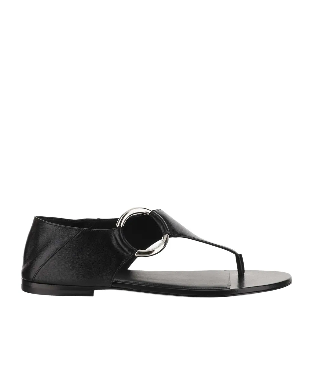 Ring Leather Flat Sandals