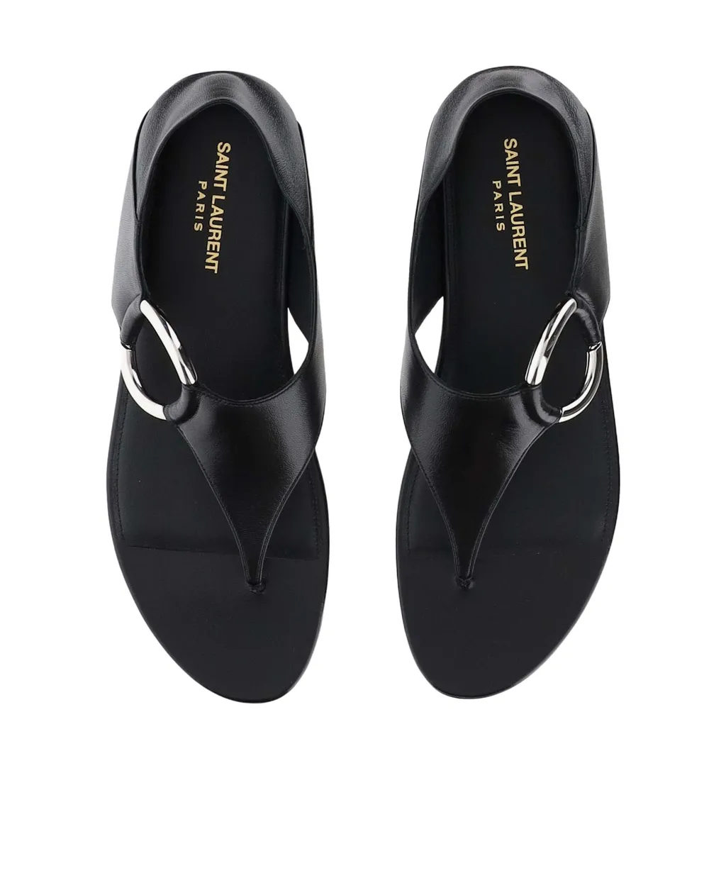 Ring Leather Flat Sandals