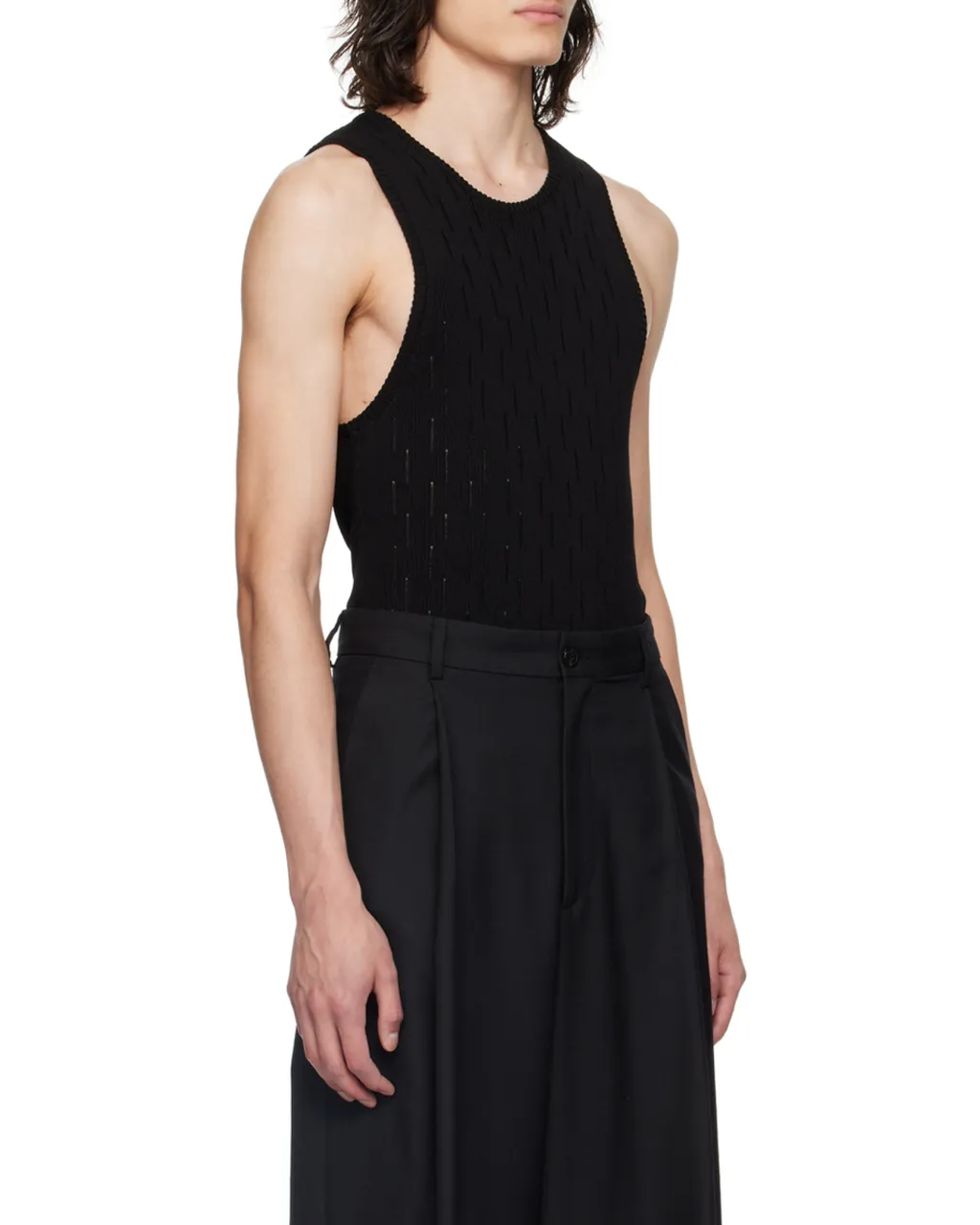 Round Collar Drawn-Down Vest