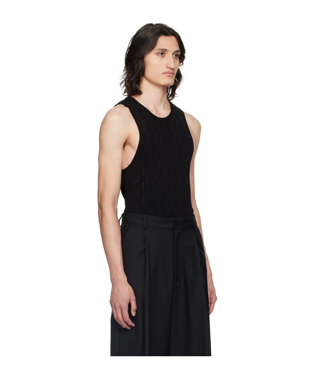 Round Collar Drawn-Down Vest