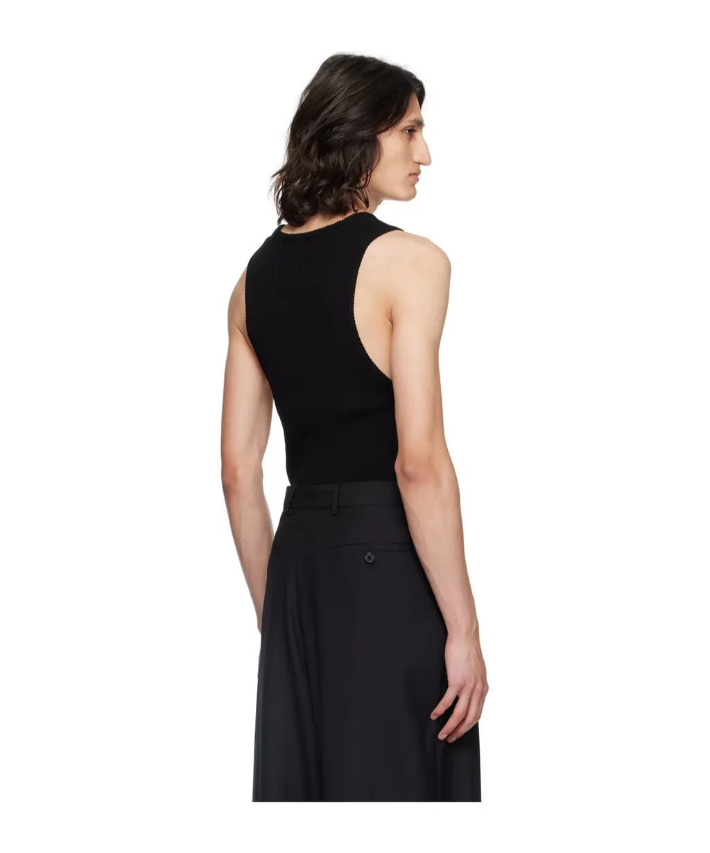 Round Collar Drawn-Down Vest