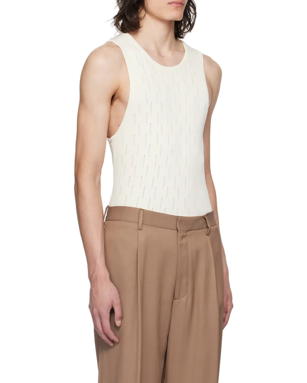 Round Collar Drawn-Down Vest