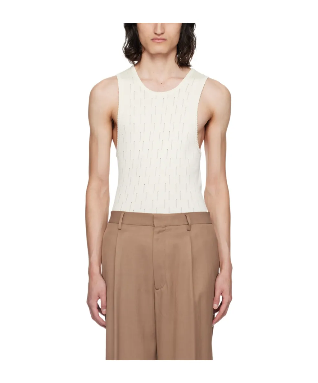 Round Collar Drawn-Down Vest