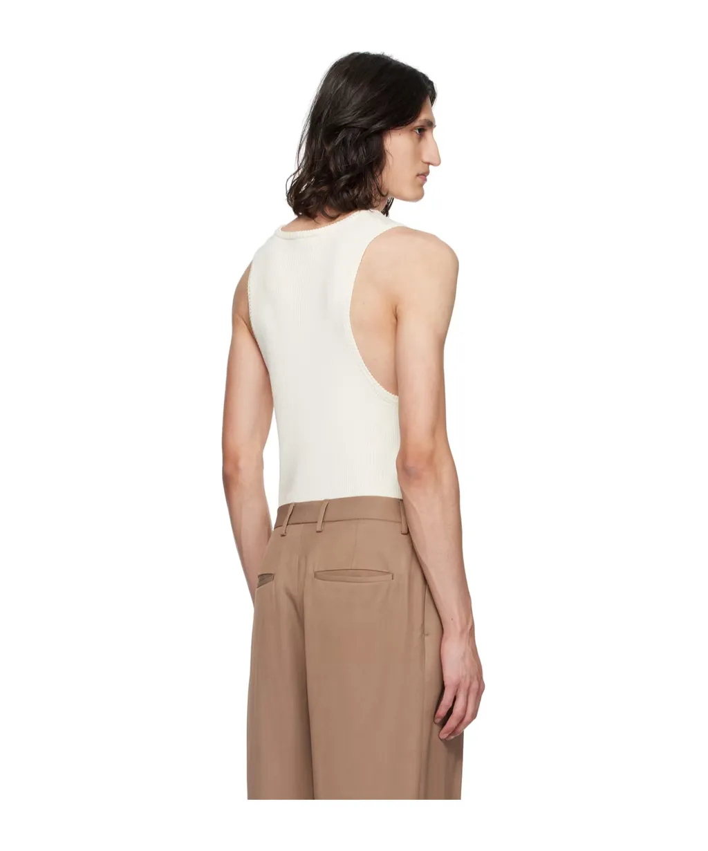 Round Collar Drawn-Down Vest