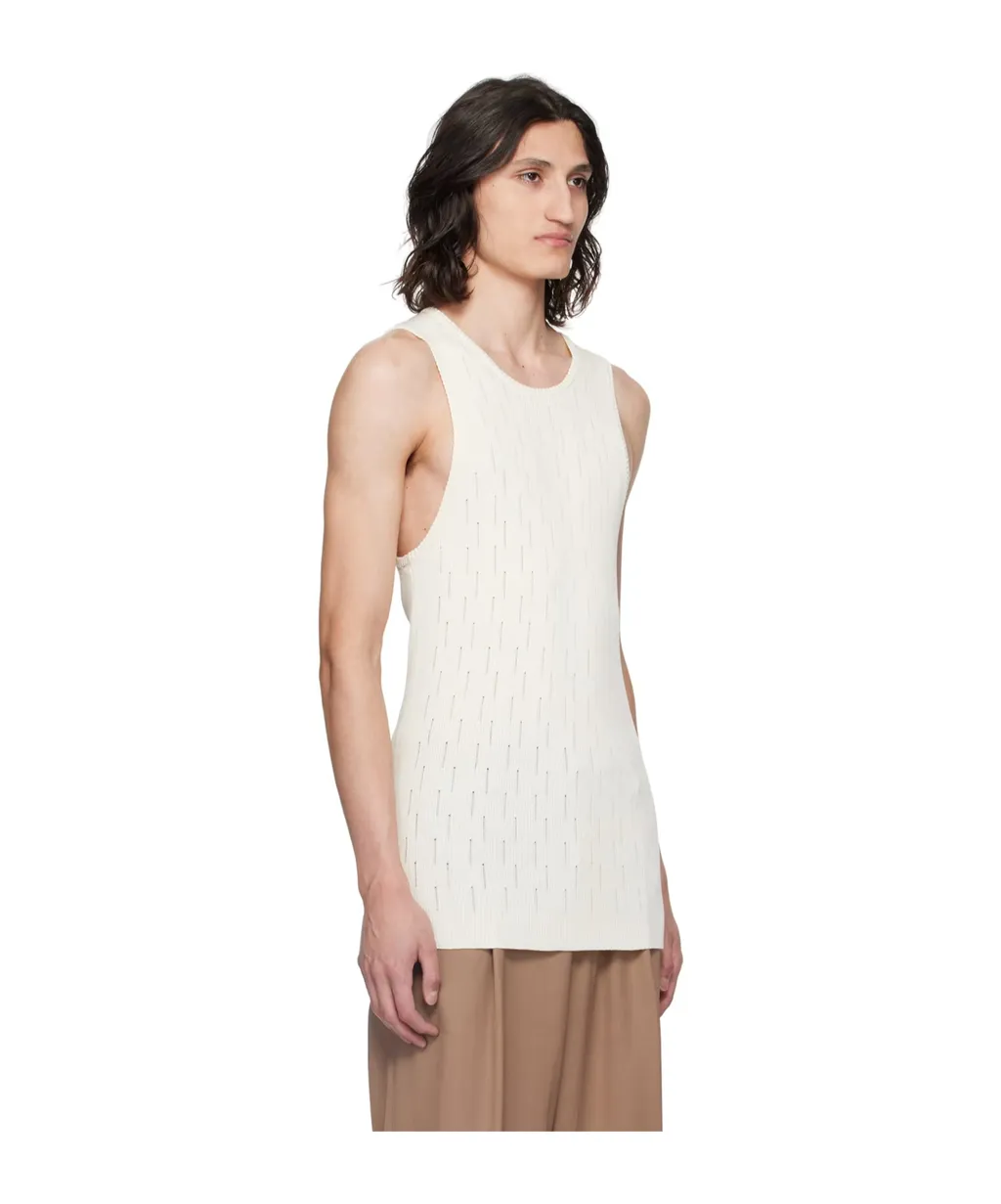 Round Collar Drawn-Down Vest