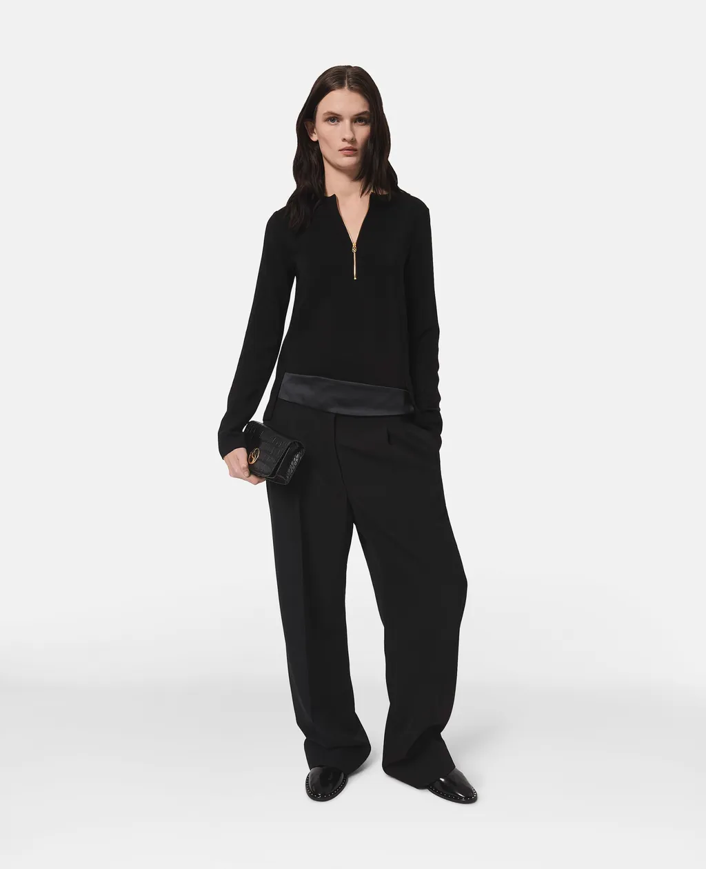 Double-Slit Zipper Shirt With Hem