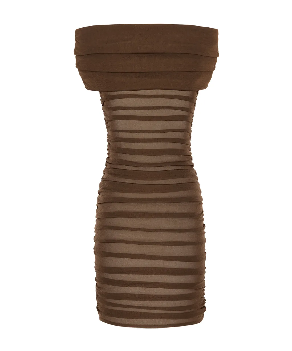 Off-The-Shoulder Ruched Dress In Knit