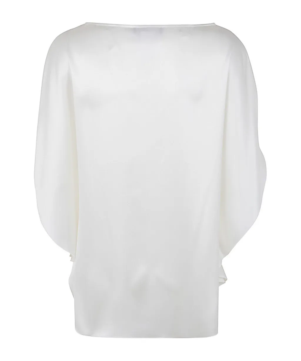 Boat-Neck Satin Blouse