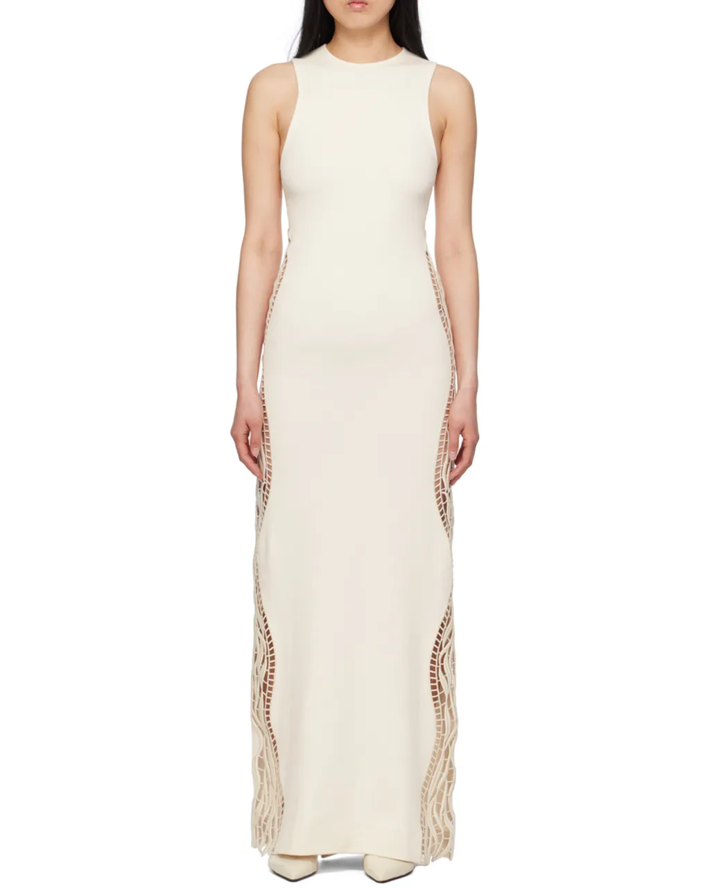 Jil Sander Lace-Panel Crewneck Sleeveless Dress