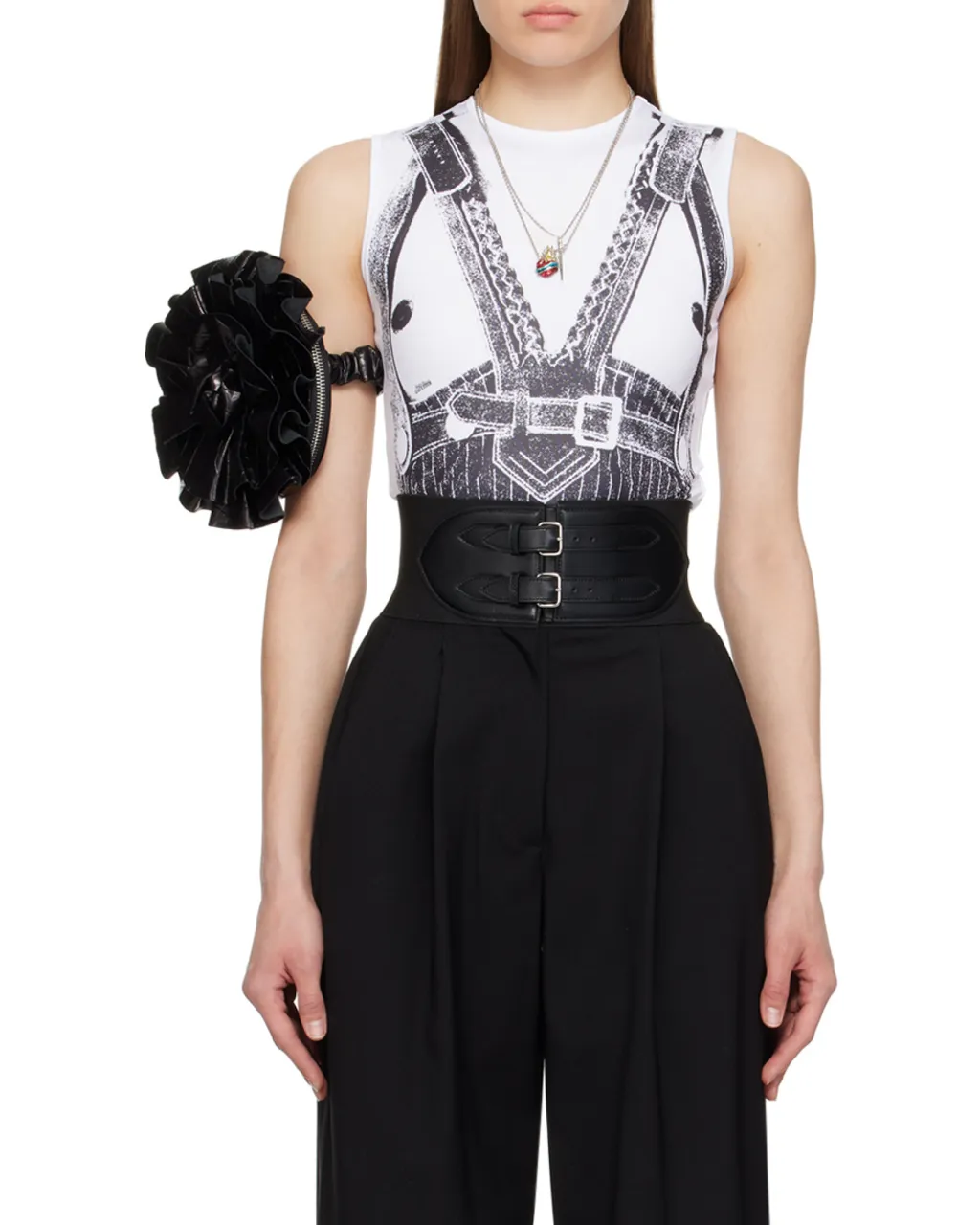 Vest-Print Sleeveless Top