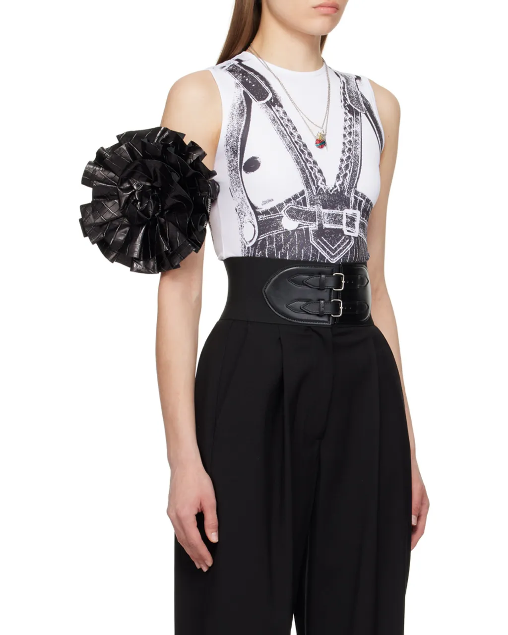 Vest-Print Sleeveless Top