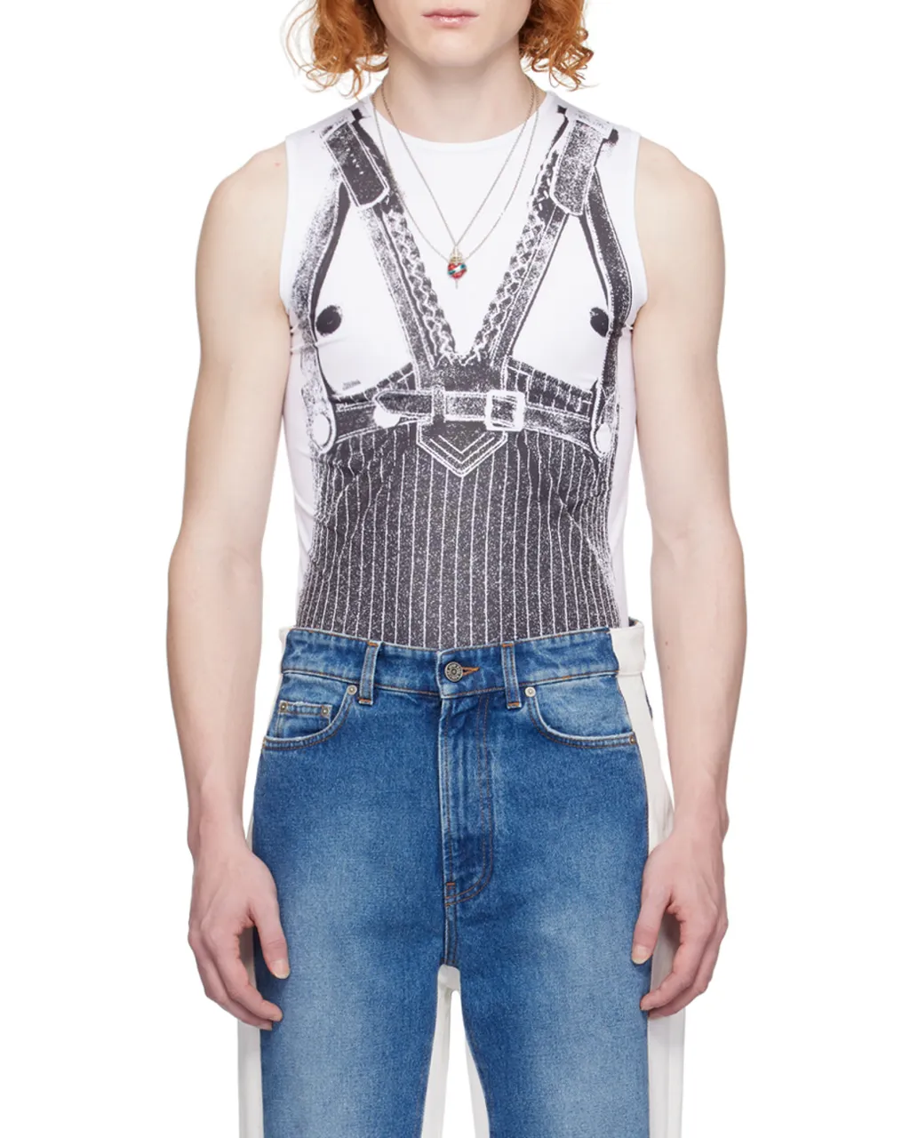 Vest-Print Sleeveless Top