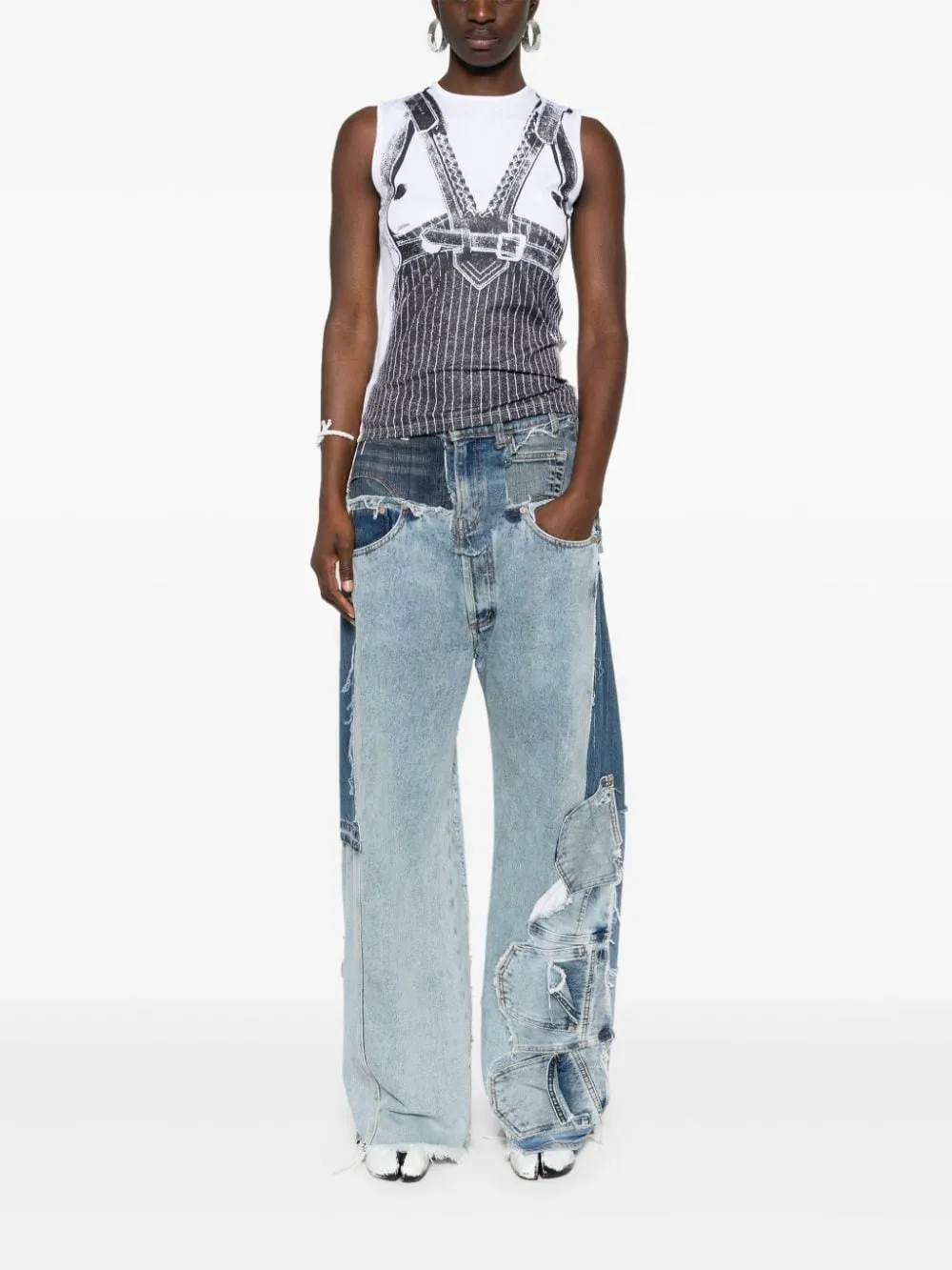 Vest-Print Sleeveless Top