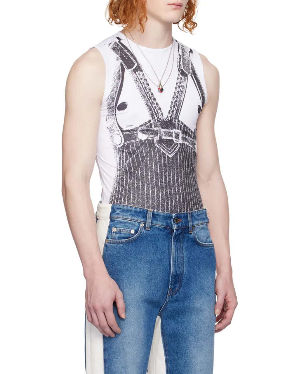 Vest-Print Sleeveless Top