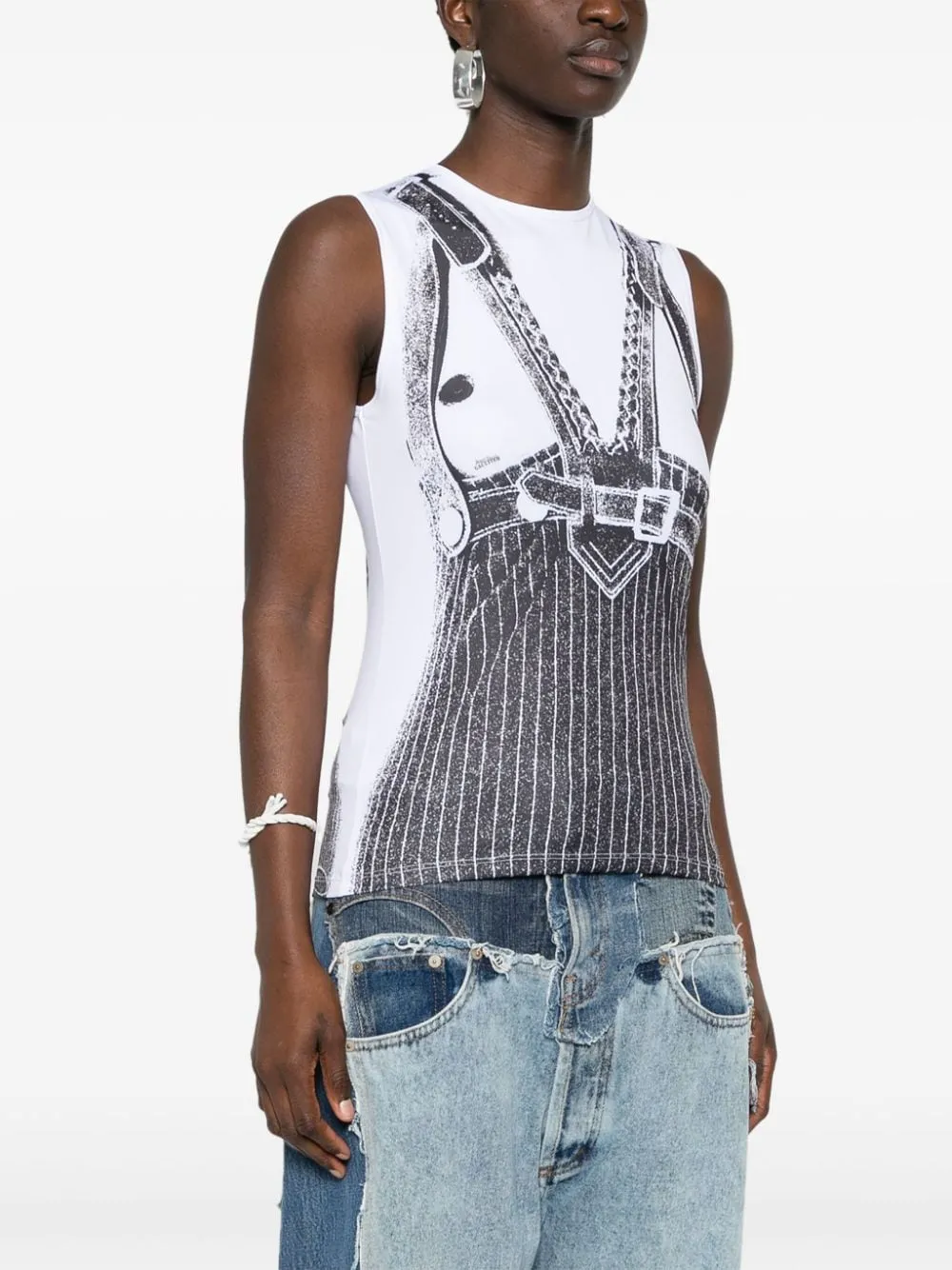 Vest-Print Sleeveless Top